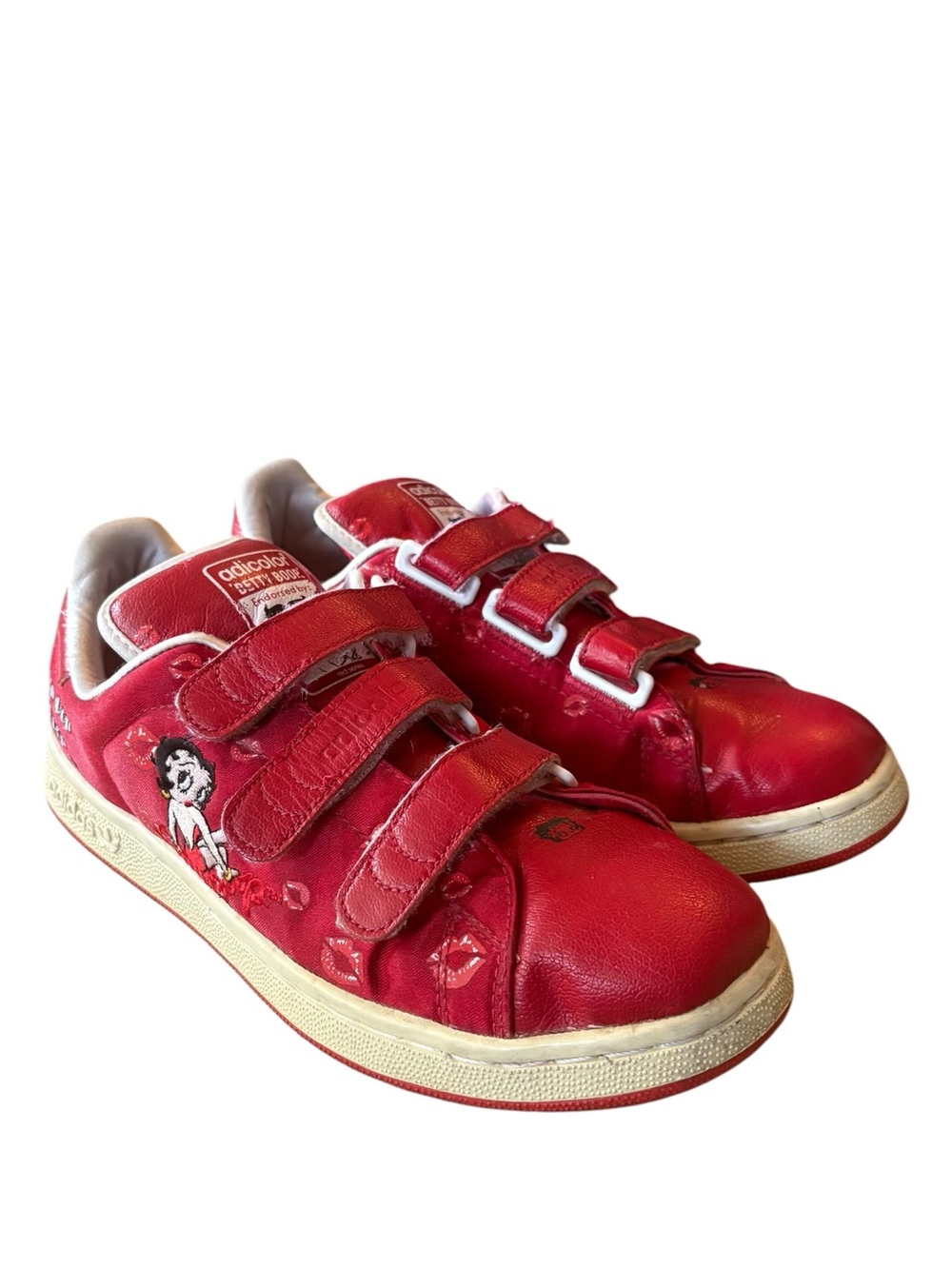Adidas x Betty Boop Stan Smith RARE Y2K Red Velcro Strap Sneakers - 8.5